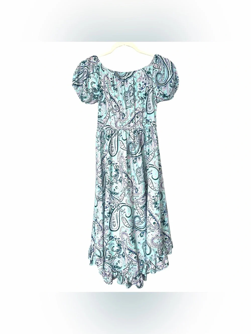 AVA AND YELLY | Paisley Puff Sleeve Smocked Ruffled Dress (Big Girls) Sz 16 EUC